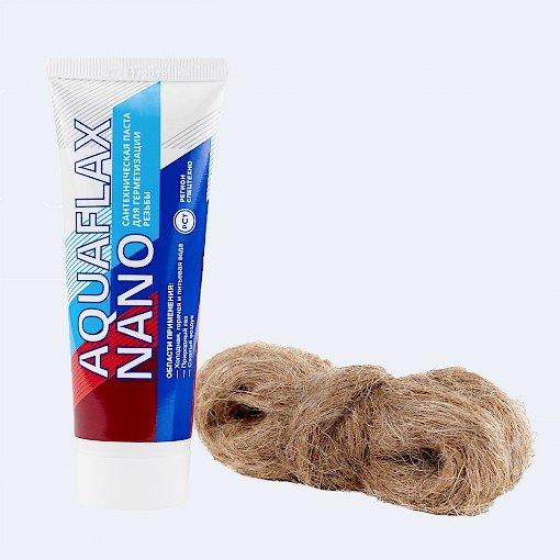 Набор для уплотнения резьбы лен (РФ) 20гр+паста 80гр Aquaflax Nano 04051