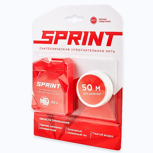 Нить уплотнительная бокс+катушка 2х50м (в блистере) среда: вода, газ Sprint 04061